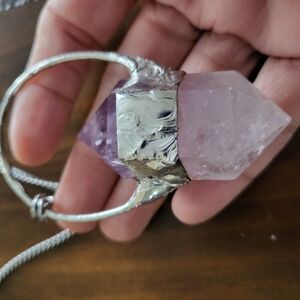 Gorgeous Amethyst and Silver Pendant on silver chain. Statement for anyone!